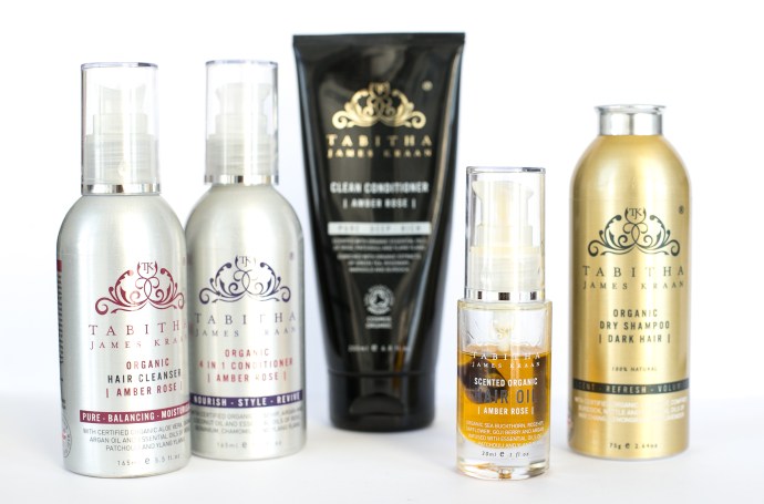 Tabitha James Kraan review of Hair cleanser, organic scented hair oil and organic dry shampoo
