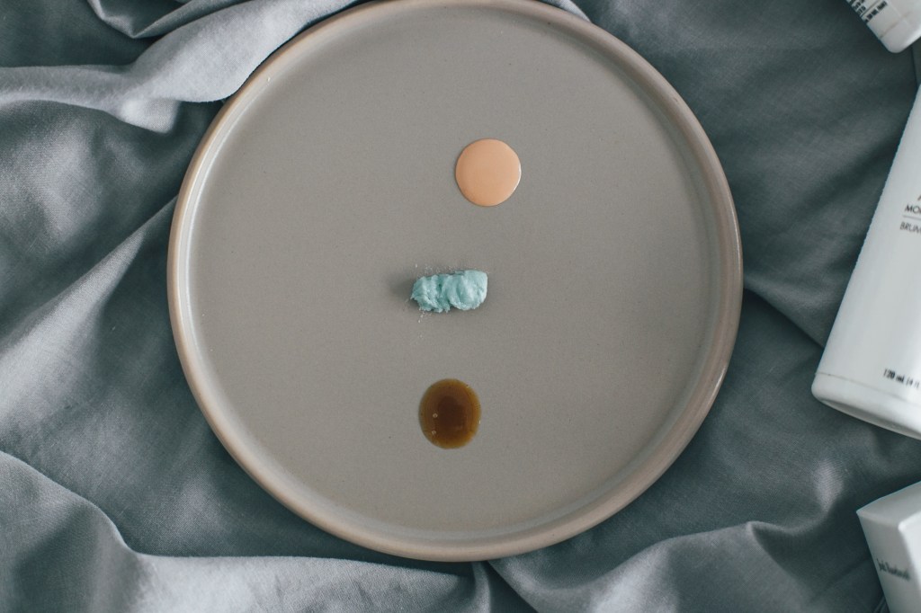 Josh Rosebrook tinted Nutrient Day Cream swatch, Josh Rosebrook VItal Balm Cream swatch, Josh Rosebrook Hydration Boost Concentrate swatch